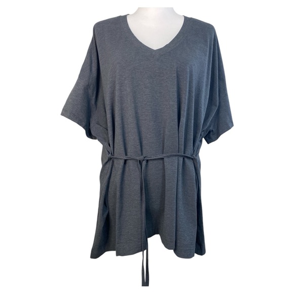 Lululemon Side Tie V-Neck Tee  Size 12 Charcoal Gray Oversized Fit - Picture 2 of 7